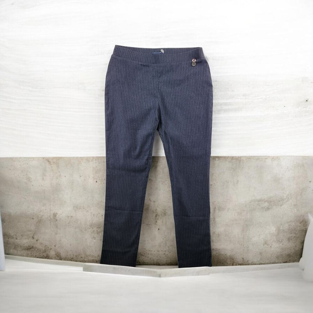 VTG Y2K Tommy Hilfiger Pants Women’s L Navy Pinstripe Slim Ankle Office